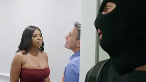 Burglar finishes up humping a big-chested dark-hued with massive bobos