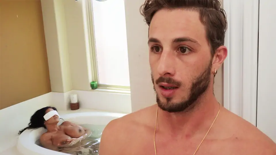 Attempting to stash his bulge from the buxom MUMMY